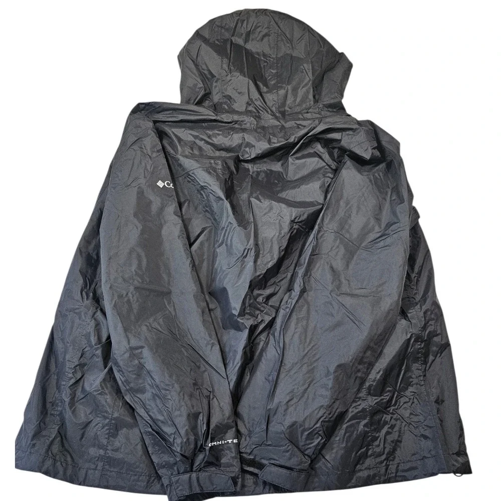 Columbia Mens CWU Omni-Tech Rain Jacket Black Hooded Mesh Lined Lg wind breaker - Picture 2 of 16